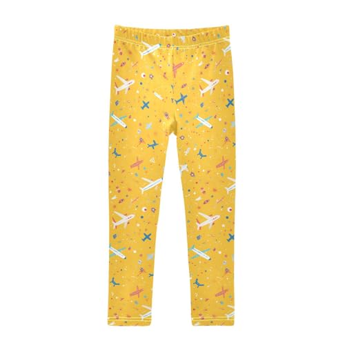 Kids Pattern Airplanes Colorful Toddler Girl Basic Leggings Casual Full Length Yoga Pants Gym