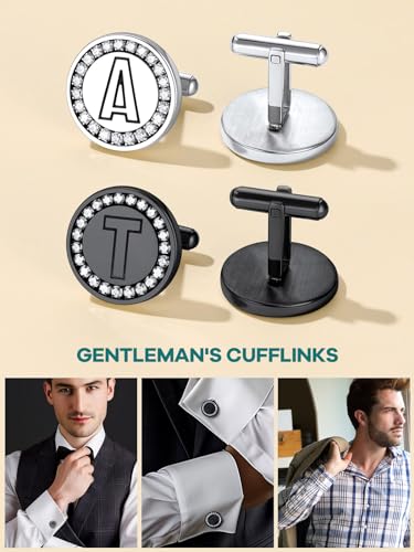 Mancuernillas iniciales C en acero inoxidable para hombre miniatura 6