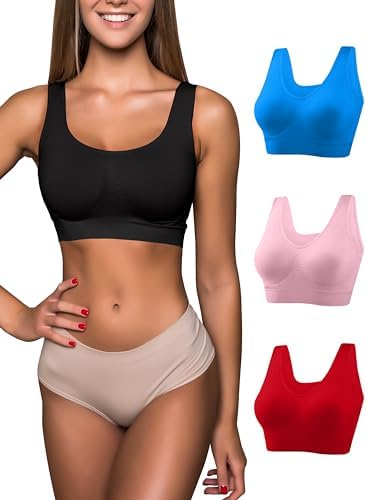 Sujetador deportivo acolchado sin costuras para mujer paquete de 1 y 3 unidades