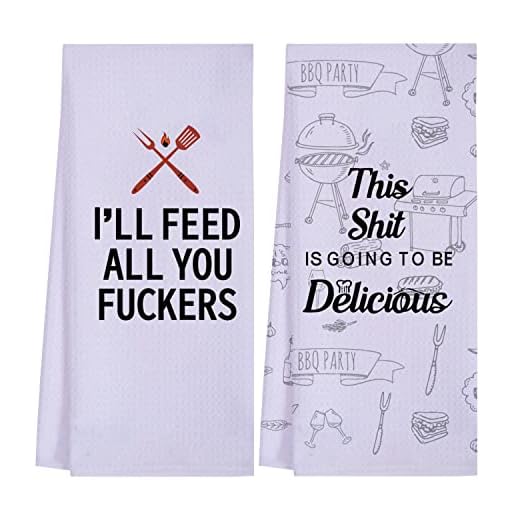 LXOMILL Funny Kitchen Towels for Men, Women, BBQ Grilling Cooking Dish Towels, Funny Birthday Gifts for Husband, Dad, Boyfriend, Friend, Hilarious Gag Gift for Chefs
