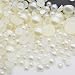 Lifestyle-cat Mixed Size 350pcs 5mm, 6mm, 8mm Pearl Finish Half Dome Round Beads Half Pearl Bead Flat Back for DIY Decoration (Ivory)