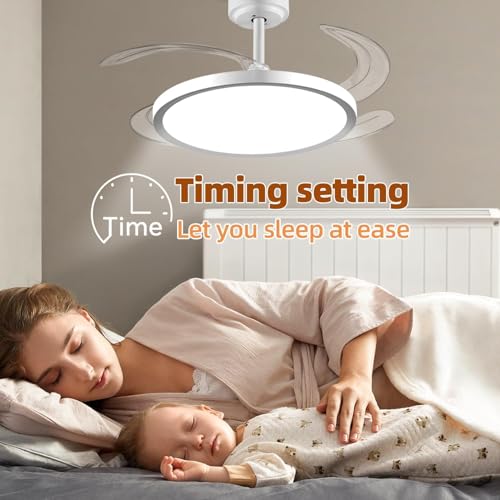 Image of oltao Zyro Slim Retractable Ceiling Fan with BLDC Motor, 3 Colour LED Light, Summer /Winter Mode and Remote, 42 inch Sweep (2025 Model)