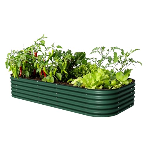Vego garden Raised Garden Bed Kit, 17' Tall 10 in 1 Modular Raised Garden Beds Kit, Metal Planter Box for Vegetables, Flowers, Herbs, British Green