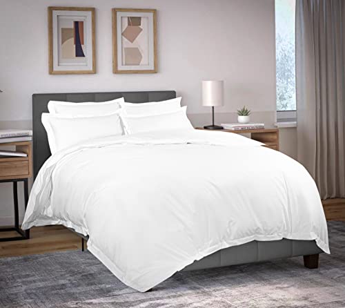 Crescent Textile 800 Thread Count 100% Pure Egyptian Cotton Luxurious Bedding Oxford Duvet Cover Set With Pillowcases (White, King: (230x220 + 5cm) + 2pcs Pillow (50x75 + 5cm))