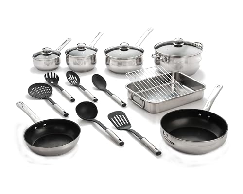 Comparison: Best Belly Shaped Cookware 5 18 Piece 18/10 Belly Shaped Cookware Set w/ Encapsulated Base & Nonstick coating