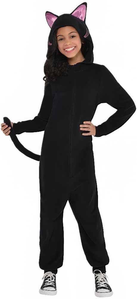 Black Cat Zipster For Adult - Small/Medium (1 Pack) - Sleek, Comfortable & Spooky - Premium Polyester Onesie Costume - Stand Out With Unique Design & Quality - Perfect For Halloween & Themed Parties