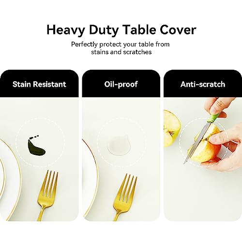 Image of Romanstile 100% Waterproof PVC Tablecloth, Rectangle Oil Spill Proof Stain Resistant Vinyl Table Cloth, Wipe Clean Plastic Table Covers for Kitchen /Dining /Parties - 60 x 102 Inch, Ivory