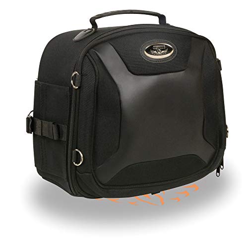 Milwaukee Leather MP8190 Small Black 'Sporty' Motorcycle Textile and PVC Sissy Bar Rack Bag - One Size