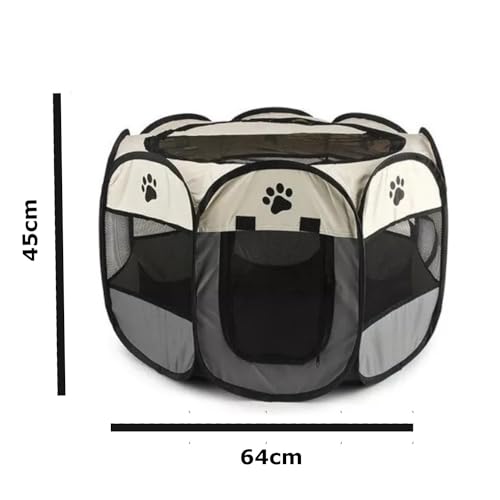 Chiqueirinho Casa Cercado Pet Dobravel Portatil Para Cães e Gatos (Branco Com Cinza)