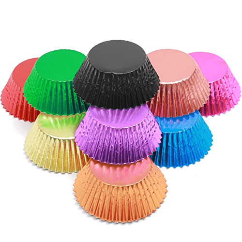 500Pcs Foil Cupcake Liners For Baking Standard Size Thick ＆ Sturdy Oil Resistance,10 Color Baking Cups Muffin Liners Paper(Standard Size 2Inch Bottom) Qiqee #TOP6