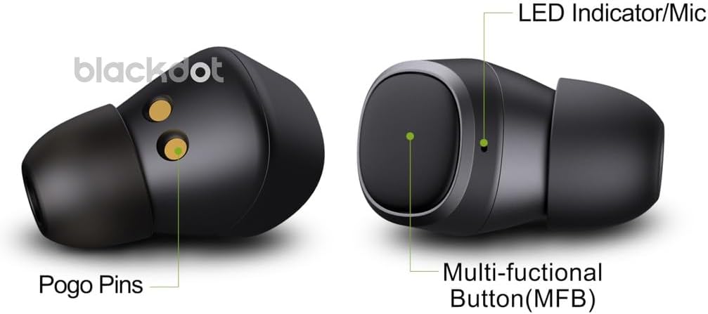 Diagram of Blackdot Pro earbud components