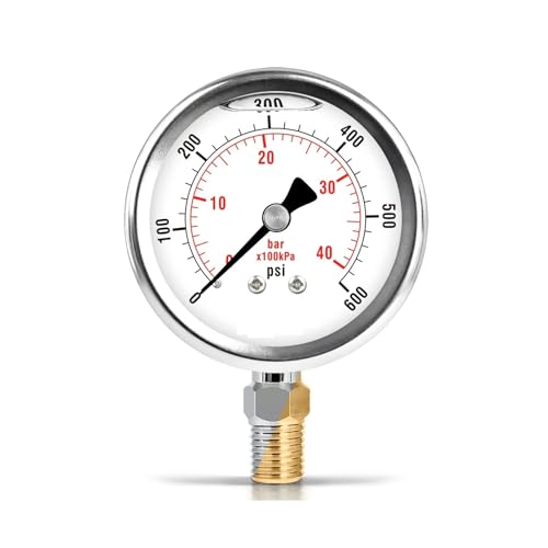 Manomètre en acier inoxydable anti-vibration 600 psi à lecture stable par le bas