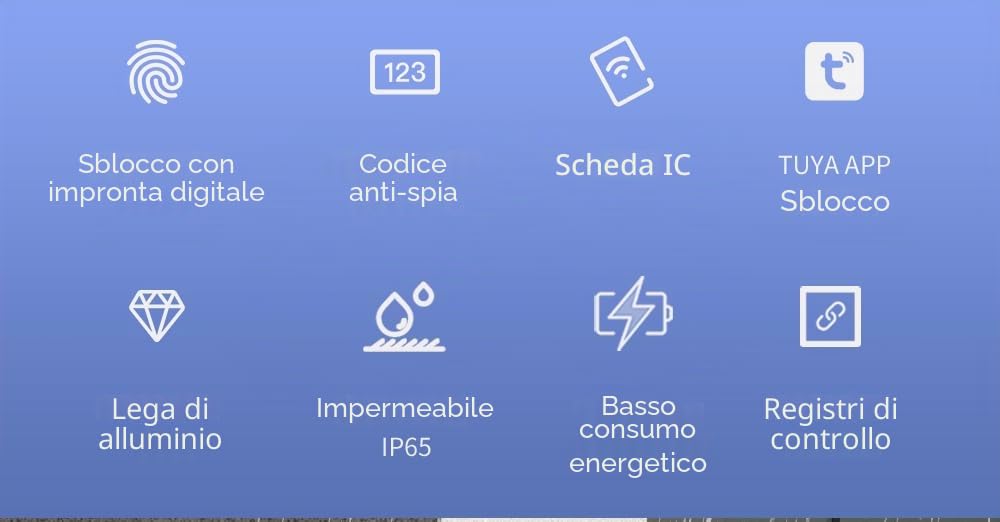 Smart KeyBox - Cassetta portachiavi connessa in alluminio nero - Gateway Bluetooth/Wi-Fi 2,4 GHz incluso - App Tuya - Codice, 4 badge, Impronta, Smartphone, 2 chiavi di riserva