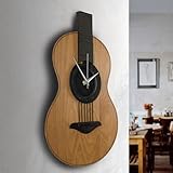 TIME REFLECTION Acoustic Guitar Clock, Classical Guitar Wall Decor Natural Beech Decorative Wall Clock, Wall Clock Gift for Musicians