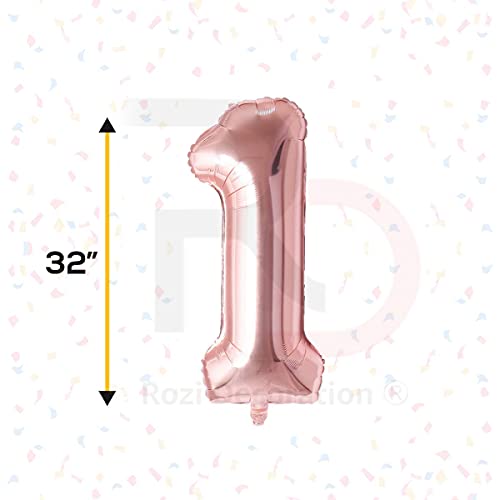 Image of Rozi Decoration 32? Inch Rose Gold 1 Number Foil Balloon | 1 Number Balloon for Birthday Rose Gold | 1st Birthday Decoration for Boys & Girls | 1st Anniversary Decoration Items Kit Pack of 1 Pcs