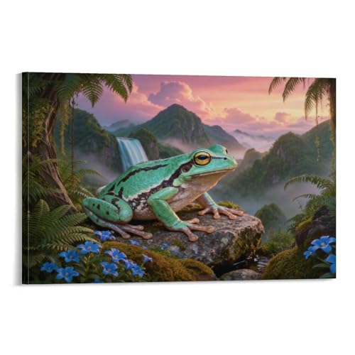 EMYXPAQM Stampa Su Tela Tree Frog Quadri Su Tela Di Rainforest Decorazioni Per Soggiorno Ingresso Corridoio Regalo Originale 16x24inch(40x60cm)