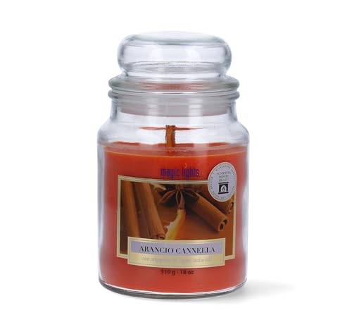Magic Lights - Candela giara 510 gr Arancio Cannella con...