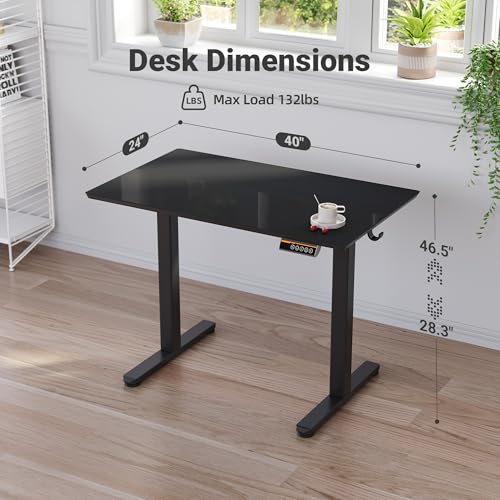 Image of Claiks Glass Standing Desk 40x24 Inch Super Black