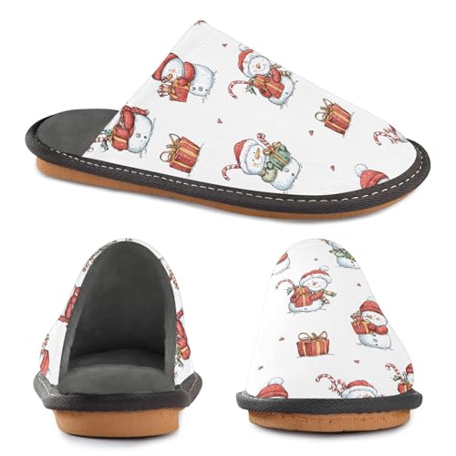 Slippers for Women Snowman Gift Pattern Soft Winter Warm Shoes Indoor Outdoor Non-Slip House Travel Slippers4
