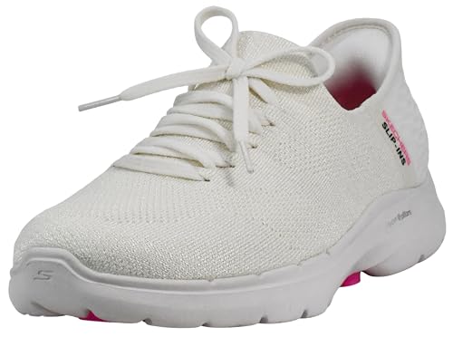 Skechers Women's Hands Free Slip-Ins Go Walk 6-Lovely Day Sneaker, Off White, 7.5 Wide