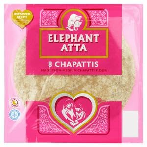Elephant Atta 8 Chapattis | Tortilla | Ready to Eat | Juat Heat & Serve | Suitable for Vegetarians | Pack of 12 | Total 96 Chapattis