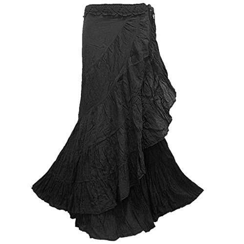 Coconutwoww Women's Crochet Waist Ruffle Wrap Around Long Skirt - NG44N