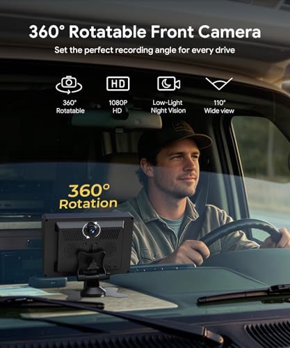 Image of RV Backup Camera System with Front & Rear View Camera, 7'' Split Screen for RV Truck Trailer Camper, 1080P HD DVR Loop Recording, Plug & Play, Night Vision, IP69 Waterproof, Wide Angle, 32GB SD Card
