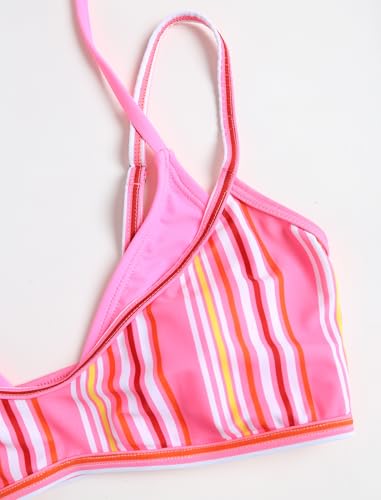 Image of ZAFUL Women's Polka Dot Bikini Set Double Layer Halter Swimsuit Colorblock Side Tie 2 Piece Bathing Suit