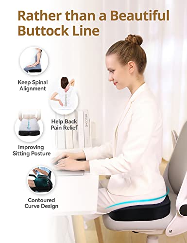 Memory Foam Coccyx Orthopedic Seat Cushion, TravelEase Seat Cushion for Lower Back Pain and Sciatica Tailbone Pain Relief – Fit for Office Chair, Car Seat, Wheelchair (Black) - Image 3