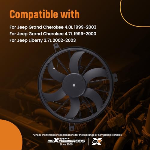 Image of maXpeedingrods 620-010 Engine Radiator Cooling Fan Assembly for Jeep Grand Cherokee 1999-2003, for Jeep Liberty 3.7L 2002-2003 Replacement 52079528AB CH3115110