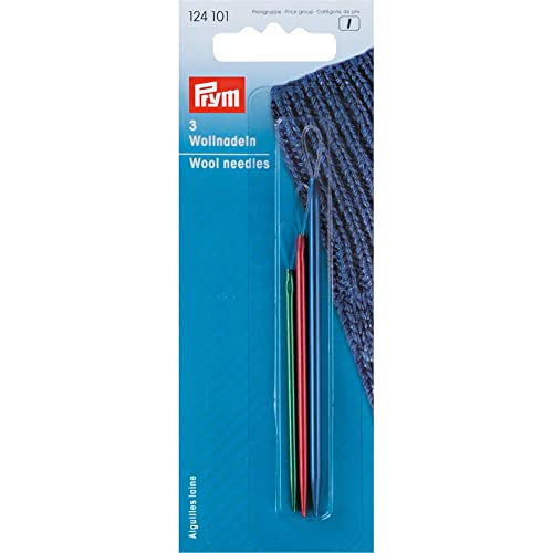 Prym Aiguilles en Laine D'Aluminium avec Boucle en Nylon, Metal, Multicolore, Taille unique, Set de 3 Pièces