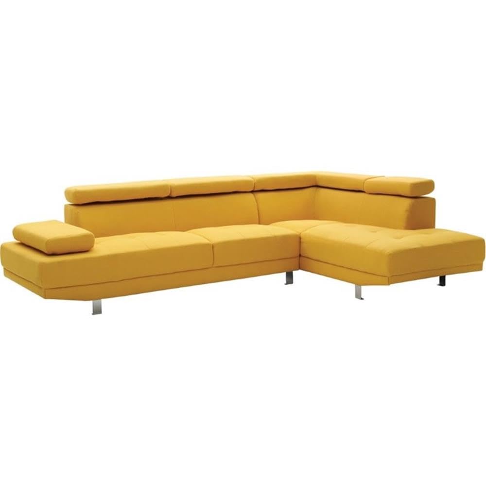 Glory Furniture Riveredge Twill Fabric Sectional in Yellow