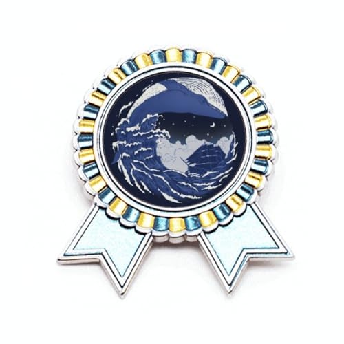 Broche bleue et vagues de l'océan foncé M en métal aux finitions soignées