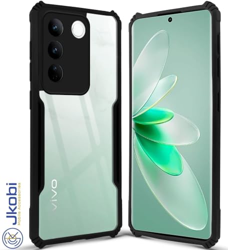 Image of Jkobi Hybrid Back Cover Case for Vivo V27 | Vivo V27 Pro (Shockproof with Polycarbonate Clear Panel | Professional Black)