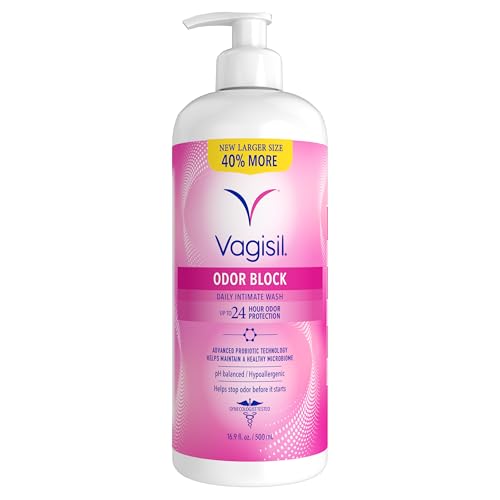 Vagisil Feminine Wash for Intimate Area Hygiene Odor Block Gynecologist Tested Hypoallergenic 16.9 oz with Pump