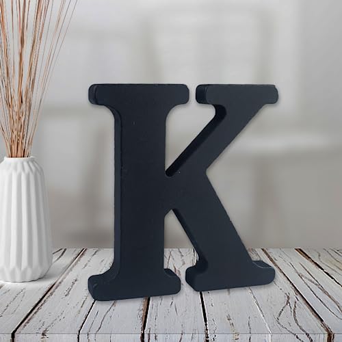 AOCEAN Lettres en bois noir de 10,2 cm, lettres en bois brut pour décoration murale, lettres décoratives à poser pour travaux manuels, projets de fête (K)