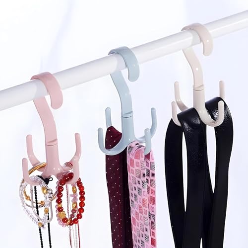 Image of Heda Multi-Function 360 Rotatable 4-Claw Hook Hangers | Space Saving Closet Organizer for Clothes, Bags & Accessories | Multicolor (3)