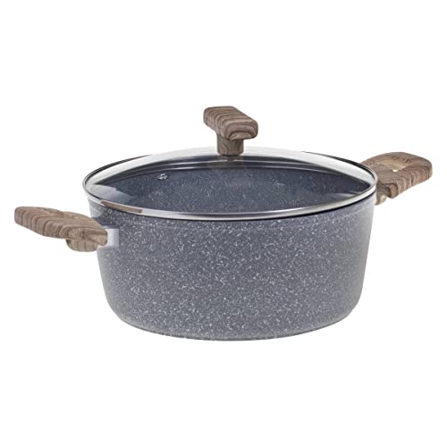 Secret de Gourmet - Faitout avec couvercle D 28 cm en Aluminium Forgé aspect pierre Ligne Nature...