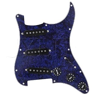 WENKA Blue 3-ply 11 Hole Loaded Pickguards Assembly SSS Single Coil Pickup Guitar Part - Les Beatles, Paul McCartney, John Lennon, RIngo Starr, George Harrison