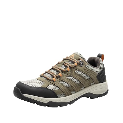 NORTIV 8 Women's Hiking Shoes Lightweight Breathable Mesh Walking Sneakers Outdoor Work Shoes Wander 5.5 Khaki-pu