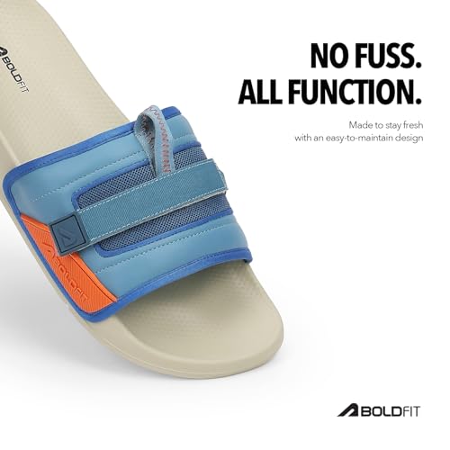 Image of Boldfit Sliders for Man,Breathable Mesh One Piece Build,Easy Clean PU Upper,Ultra-Light EVA Sole Slippers for Man,All Day Cushioned Footbed,Anti-Slip Outsole-Modern Two-Tone Design Everyday Wear