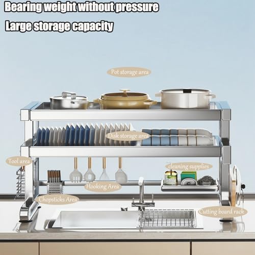 Égouttoir à vaisselle inox 304 supérieur durable avec range-couverts intégré