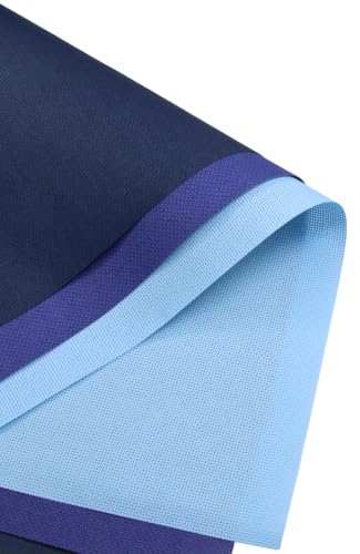 Image of KCS 3 pc of 15 inch x 18 inch(38cmx45cm) 18 Count Cross Stitch Cotton Aida Cloth Needlework Rolled Fabric Box,18CT,Light Blue+Royal Blue+Navy Blue
