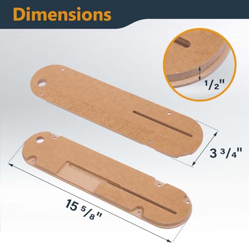 Image of POWERTEC Zero Clearance Table Saw Insert 3-Pack - Fits Delta 36-725, 36-725T2, 36-5152, 36-5000, 36-5000T2 - MDF Throat Plate for Cleaner Cuts, Kickback Prevention, Easy Installation (72228)