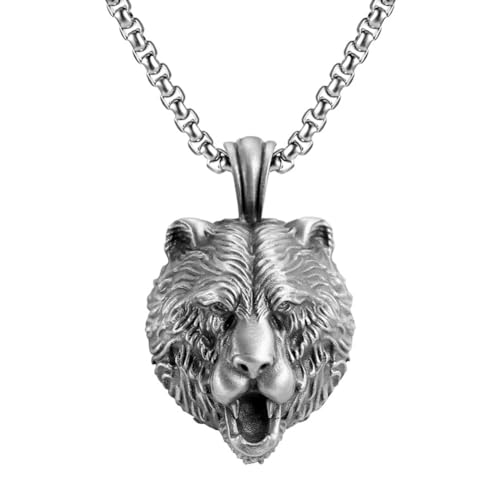 Pendentif Ours Viking en Étain Finition Vintage Scandi