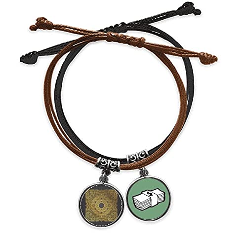 Pulsera de Tailandia cultura gold foil y cuerda de cuero para atraer dinero