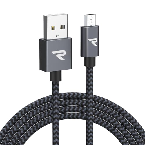 RAMPOW Micro USB Cable 10ft, Extra Long Charging Cord, QC 3.0 Fast Charge & Sync USB Cable, Braided Android Charger Cable for Samsung Galaxy S7 Edge S6 S5, Moto, LG G4, HTC - Space Gray 10ft