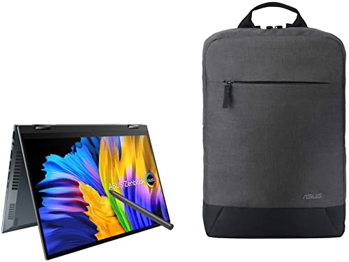 Image of ASUS Zenbook 14 Flip OLED (2022), 14 inch (35.56 cms) 2.8K OLED 16:10 90Hz Touch, Core i5-12500H 12th Gen, 2-in-1 Laptop, UP5401ZA-KN501WS + BP1504 15.6 inch (39.62 cms) Backpack (Black)