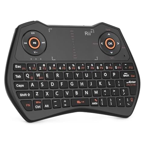 Rii 2.4GHz Mini Wireless Keyboard with Touchpad＆QWERTY Keyboard, Backlit Portable Keyboard Wireless with Remote Control,Built-in Mic and Headphone Port for Online Voice Communication,K28 (Black) Cover