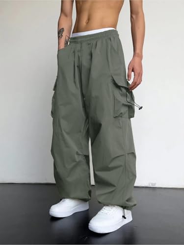 Image of GRECIILOOKS Men's Regular Fit Low Rise Cargos Trousers | Baggy Cargo Pants for Man | Loose Fit | Treck Pent with Multiple Pockets (Available in Plus Size)
